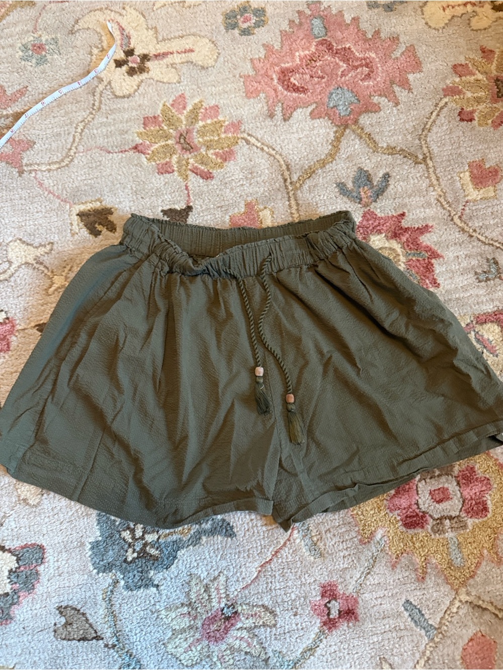 Faherty Olive Green High-Waist Drawstring Women's Shorts - Picture 2 of 4